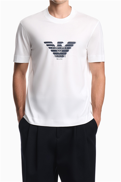 Emporio Armani Erkek Bisiklet Yaka T-Shirt Beyaz