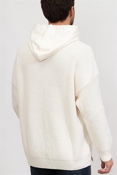 Emporio Armani Erkek Kapüşonlu Sweatshirt Beyaz