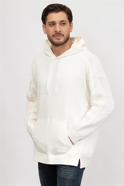 Emporio Armani Erkek Kapüşonlu Sweatshirt Beyaz