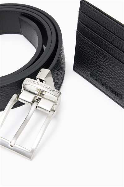 Emporio Armani Erkek Kemer+Kartlık Siyah