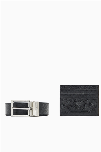 Emporio Armani Erkek Kemer+Kartlık Siyah