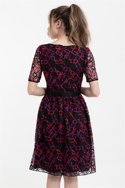 Emporio Armani Geometrik Desenli Kısa Kollu Elbise