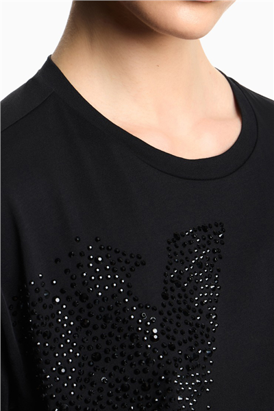 Emporio Armani Kadın Bisiklet Yaka T-Shirt Siyah