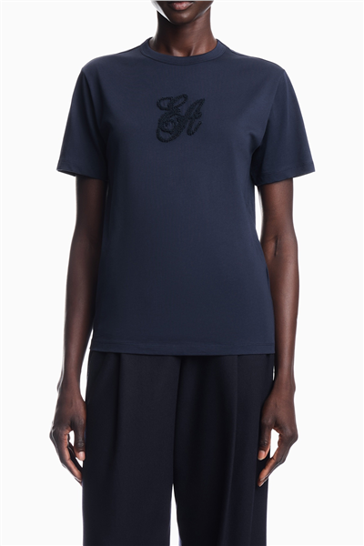Emporio Armani Kadın Bisiklet Yaka T-Shirt Lacivert