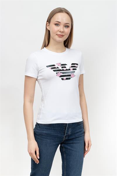 Emporio Armani Kadın Bisiklet Yaka T-Shirt Beyaz