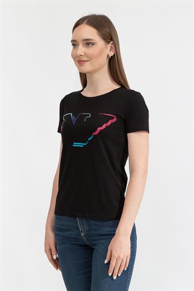 Emporio Armani Kadın Pullu Logo Baskılı T-Shirt
