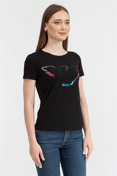 Emporio Armani Kadın Pullu Logo Baskılı T-Shirt