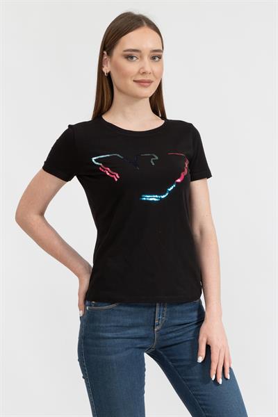 Emporio Armani Kadın Pullu Logo Baskılı T-Shirt