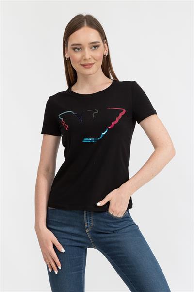 Emporio Armani Kadın Pullu Logo Baskılı T-Shirt