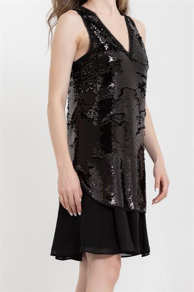 Emporio Armani Payetli Gece Elbisesi Siyah