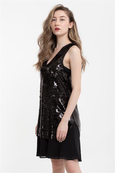 Emporio Armani Payetli Gece Elbisesi Siyah