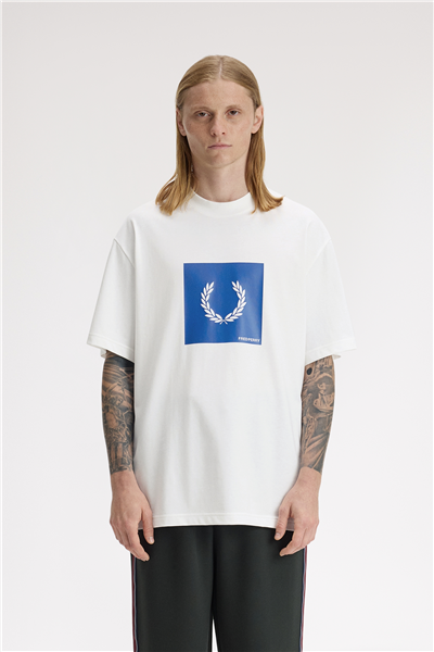 Fred Perry Box Graphic Erkek Bisiklet Yaka T-Shirt