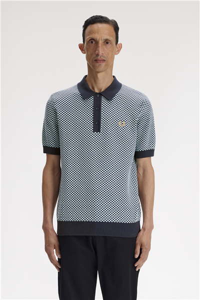 Fred Perry Chequerboard Knitted Shirt Erkek Polo Yaka T-Shirt