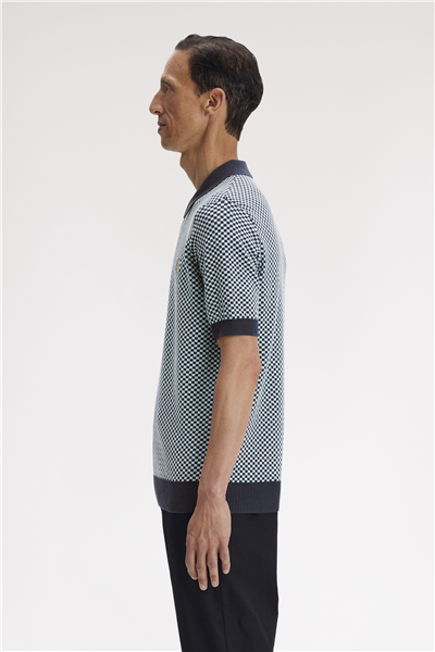 Fred Perry Chequerboard Knitted Shirt Erkek Polo Yaka T-Shirt