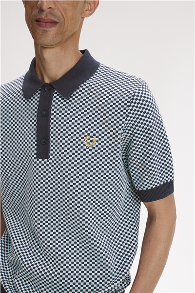 Fred Perry Chequerboard Knitted Shirt Erkek Polo Yaka T-Shirt