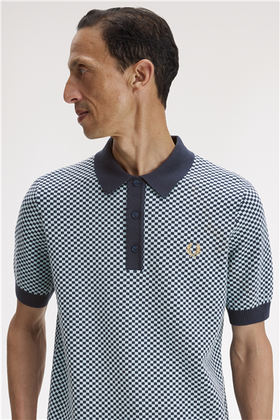Fred Perry Chequerboard Knitted Shirt Erkek Polo Yaka T-Shirt
