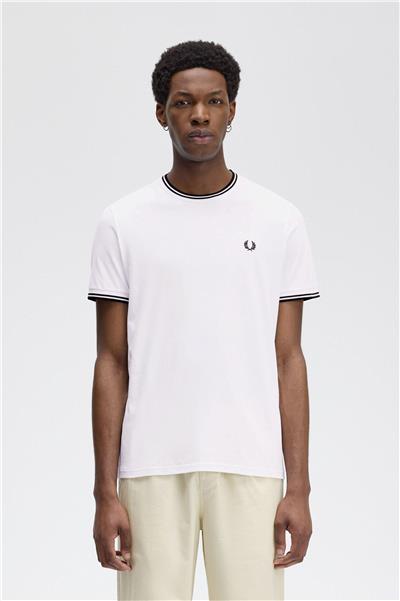 Fred Perry Erkek Bisiklet Yaka T-Shirt Beyaz