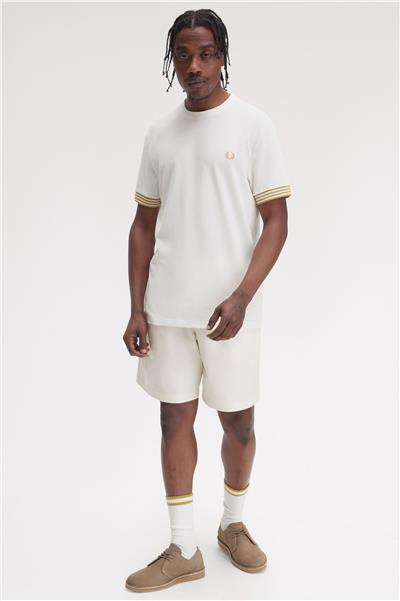 Fred Perry Erkek Bisiklet Yaka T-Shirt Beyaz