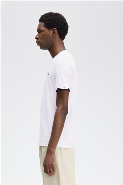 Fred Perry Erkek Bisiklet Yaka T-Shirt Beyaz