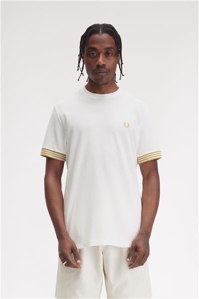 Fred Perry Erkek Bisiklet Yaka T-Shirt Beyaz