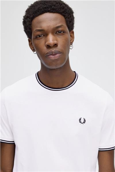 Fred Perry Erkek Bisiklet Yaka T-Shirt Beyaz