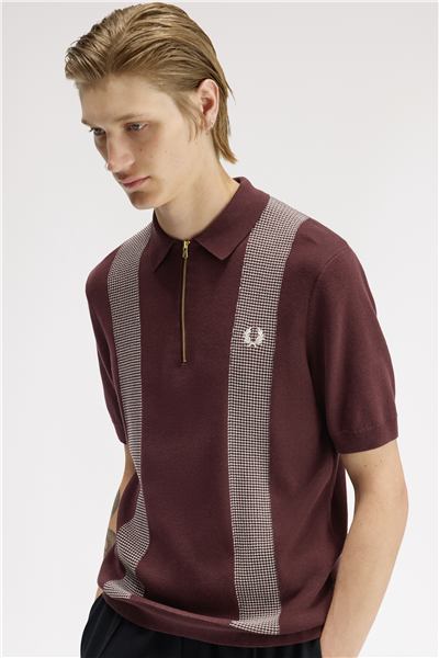 Fred Perry Panel Detail Knitted Shirt Erkek Polo Yaka T-Shirt