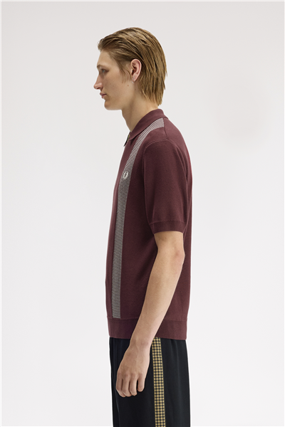 Fred Perry Panel Detail Knitted Shirt Erkek Polo Yaka T-Shirt