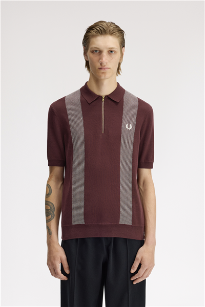 Fred Perry Panel Detail Knitted Shirt Erkek Polo Yaka T-Shirt