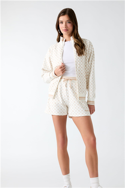 Guess Aggie Kadın Aktif Scuba Fermuarlı Sweatshirt Krem
