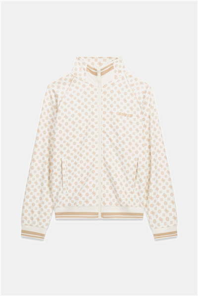 Guess Aggie Kadın Aktif Scuba Fermuarlı Sweatshirt Krem