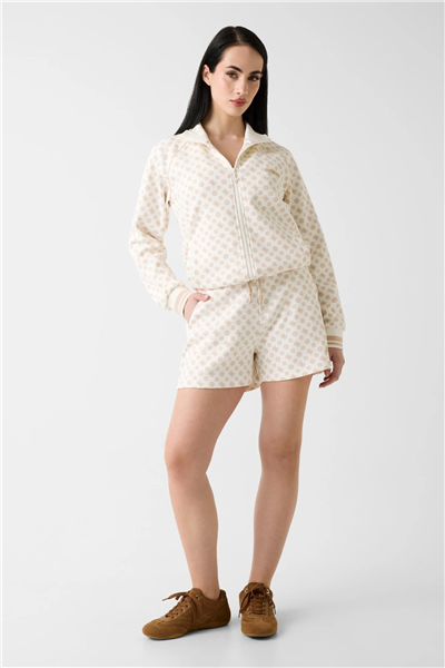 Guess Aggie Kadın Aktif Scuba Fermuarlı Sweatshirt Krem