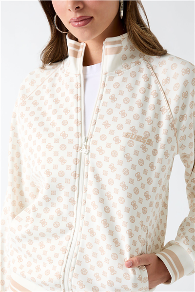 Guess Aggie Kadın Aktif Scuba Fermuarlı Sweatshirt Krem