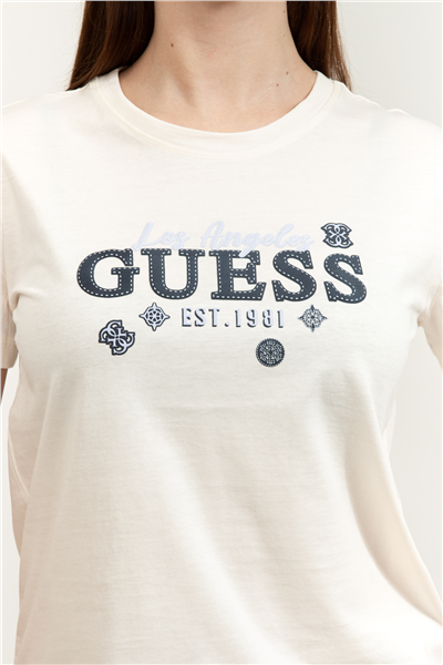 Guess Agnes Kadın Aktif Regular Fit Bisiklet Yaka T-Shirt