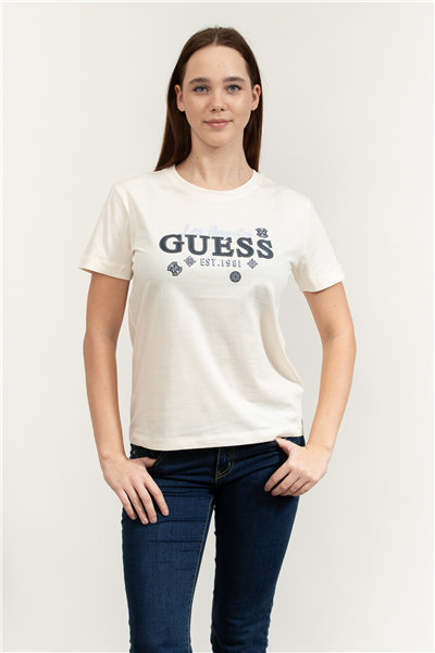 Guess Agnes Kadın Aktif Regular Fit Bisiklet Yaka T-Shirt