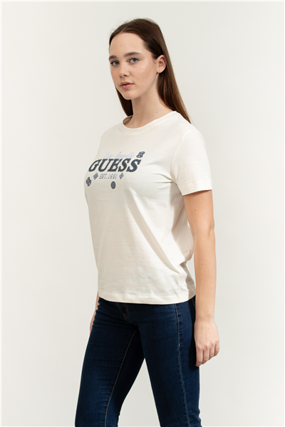 Guess Agnes Kadın Aktif Regular Fit Bisiklet Yaka T-Shirt