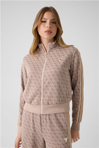 Guess Allover Kadın Aktif Fermuarlı Sweatshirt