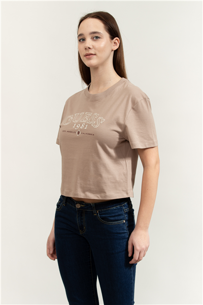 Guess Arianna Kadın Aktif Boxy Fit Bisiklet Yaka T-Shirt
