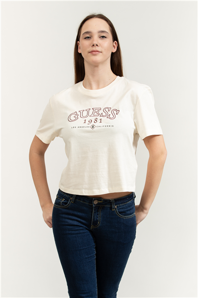 Guess Arianna Kadın Aktif Boxy Fit Bisiklet Yaka T-Shirt