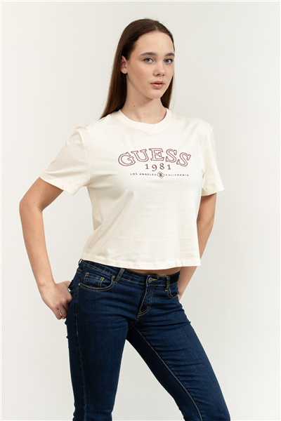 Guess Arianna Kadın Aktif Boxy Fit Bisiklet Yaka T-Shirt
