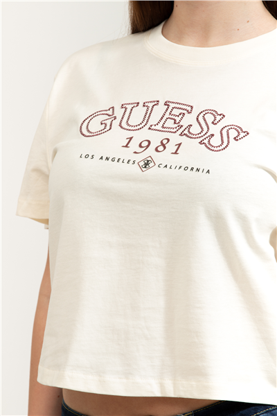 Guess Arianna Kadın Aktif Boxy Fit Bisiklet Yaka T-Shirt