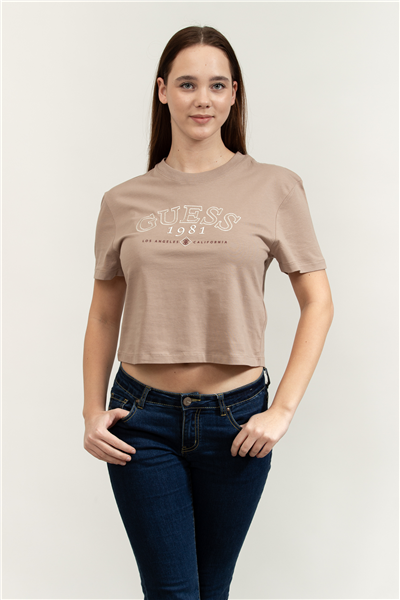 Guess Arianna Kadın Aktif Boxy Fit Bisiklet Yaka T-Shirt