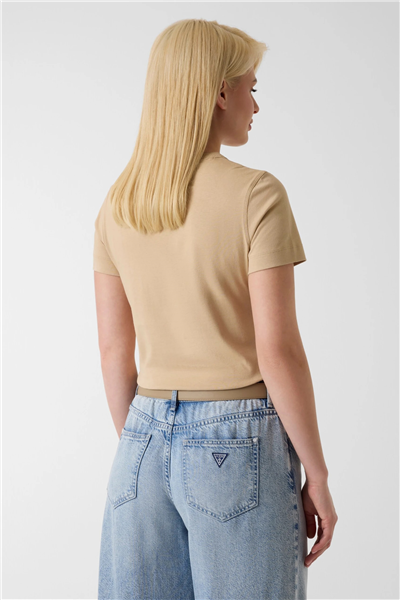 Guess Beads Kadın Regular Fit Bisiklet Yaka T-Shirt