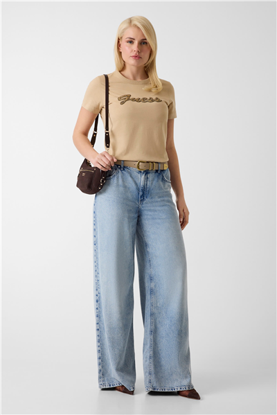 Guess Beads Kadın Regular Fit Bisiklet Yaka T-Shirt