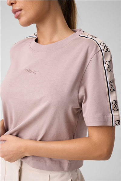 Guess Britney Kadın Aktif Boxy Fit Bisiklet Yaka T-Shirt Kahverengi