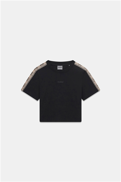 Guess Britney Kadın Aktif Boxy Fit Bisiklet Yaka T-Shirt Siyah