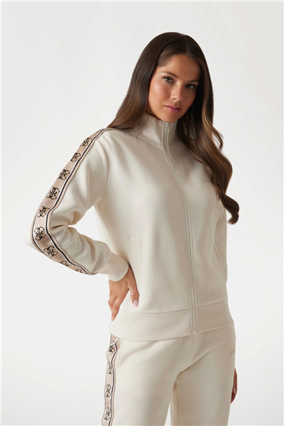 Guess Britney Kadın Aktif Fermuarlı Sweatshirt Krem