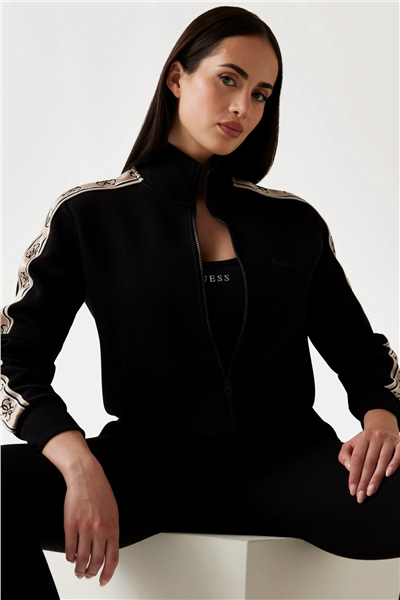 Guess Britney Kadın Aktif Fermuarlı Sweatshirt Siyah