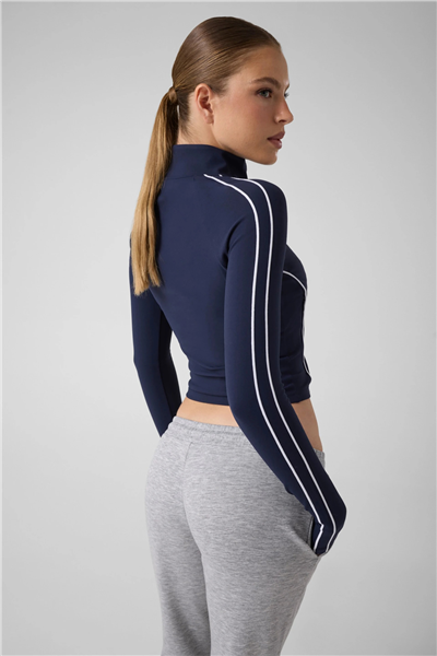 Guess Brunella Kadın Aktif Fermuarlı Sweatshirt Lacivert