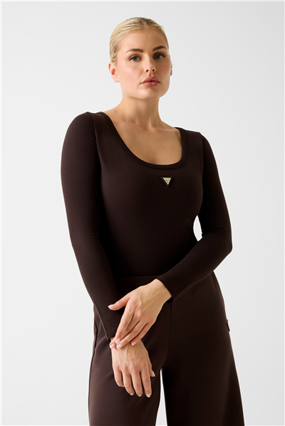 Guess Colette Kadın Aktif Bodysuit Kahverengi