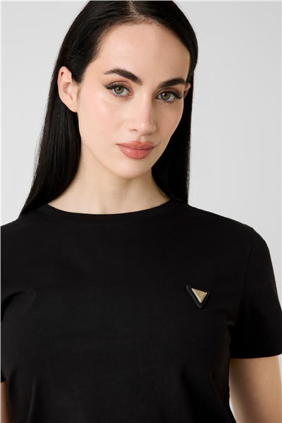 Guess Colette Kadın Aktif Oversize Fit Bisiklet Yaka T-Shirt Siyah